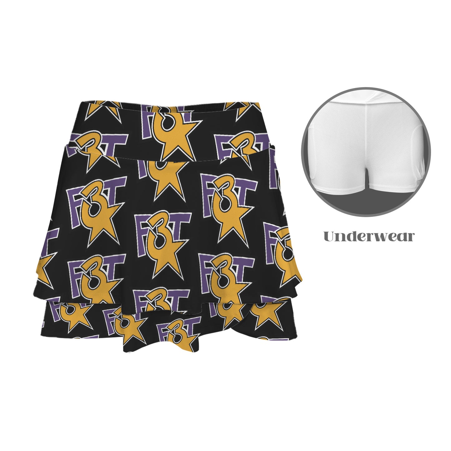High Waist Layered Ruffle Pockets Sports Skirt