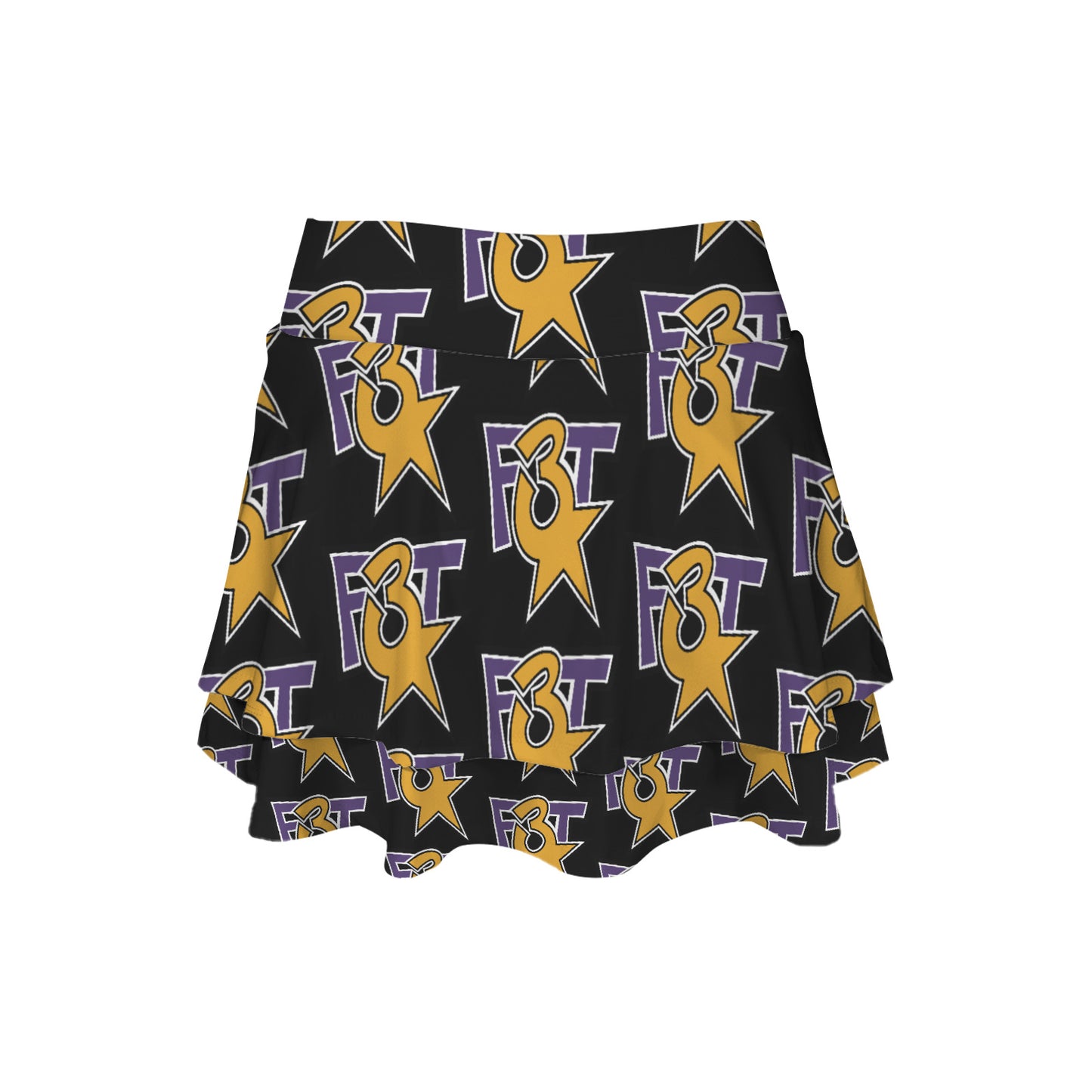 High Waist Layered Ruffle Pockets Sports Skirt
