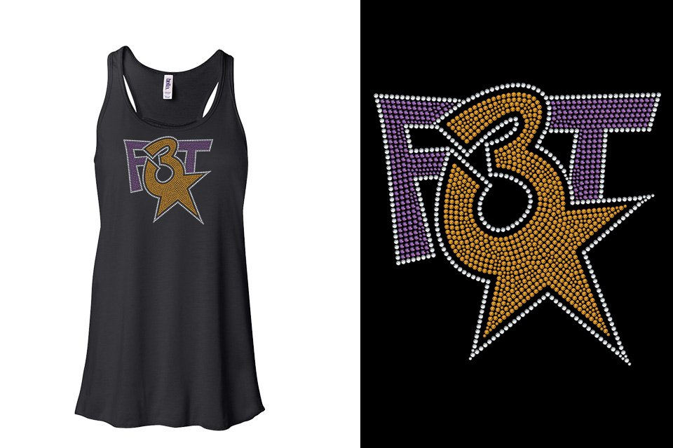 Rhinestones Florida Triple Threat F3T stones Youth Flowy Racerback Tank