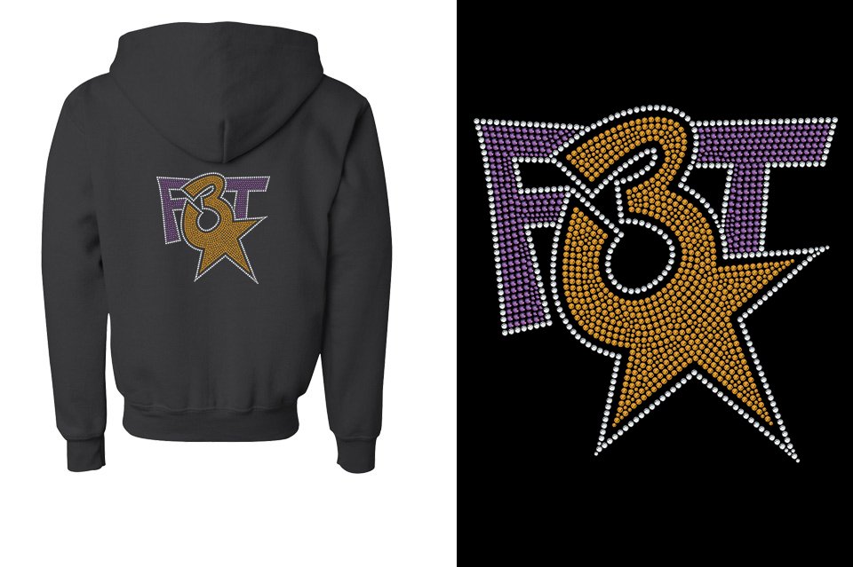 Rhinestones Florida Triple Threat F3T stones Youth Unisex Zip Hoodie