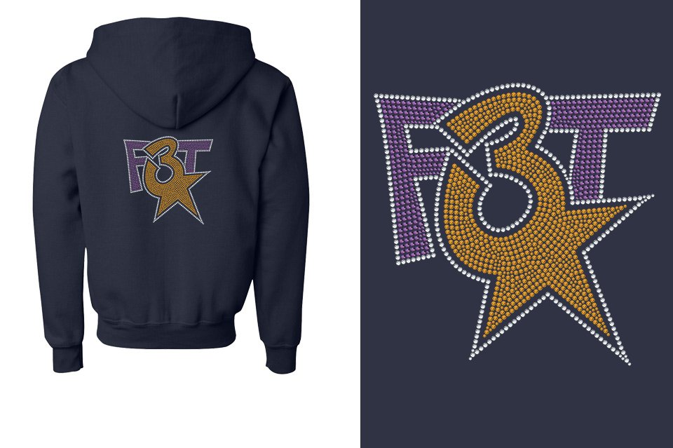 Rhinestones Florida Triple Threat F3T stones Youth Unisex Zip Hoodie