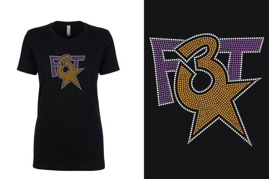 Rhinestones Florida Triple Threat F3T stones Glitter Girls/Juniors Crew Neck T-Shirt