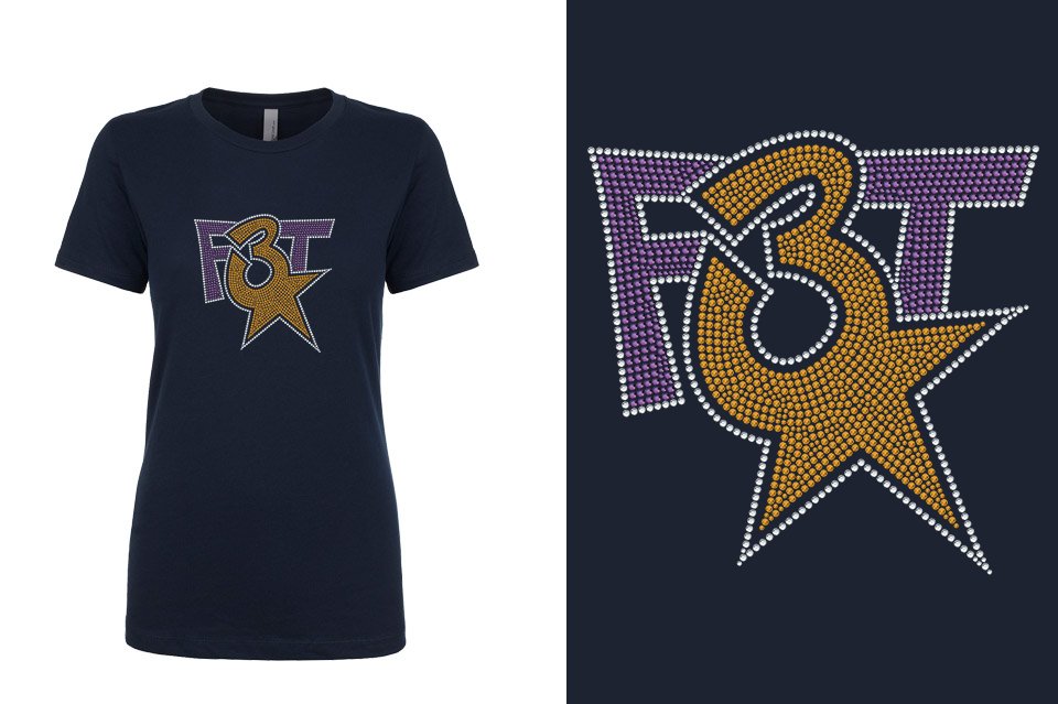Rhinestones Florida Triple Threat F3T stones Glitter Girls/Juniors Crew Neck T-Shirt
