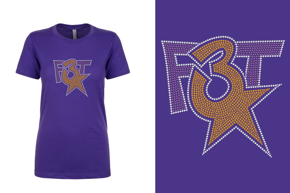Rhinestones Florida Triple Threat F3T stones Glitter Girls/Juniors Crew Neck T-Shirt