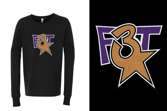 Florida Triple Threat F3T Logo Glitter Youth Unisex Unisex Long Sleeve T-Shirt