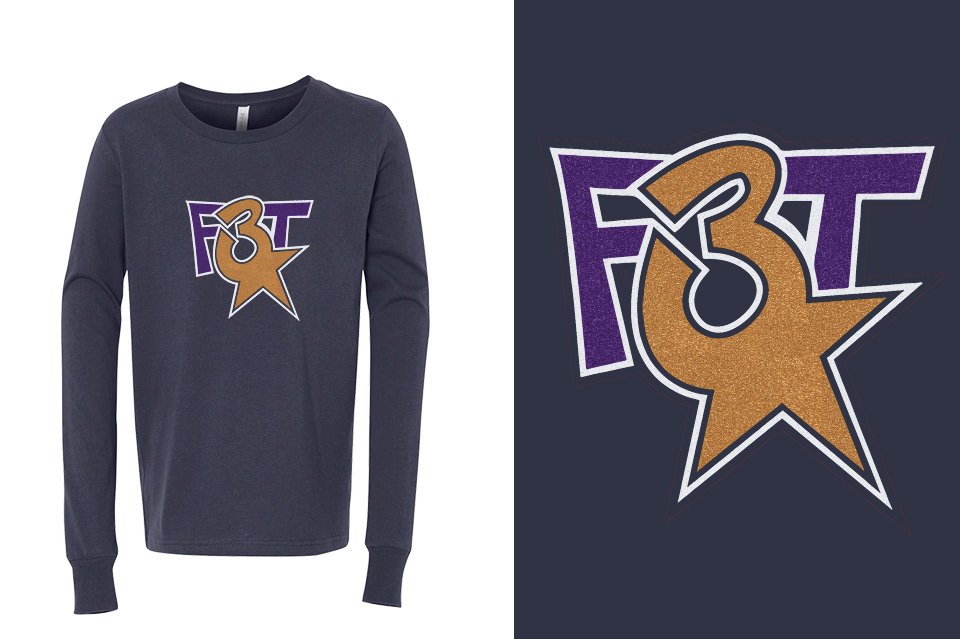 Florida Triple Threat F3T Logo Glitter Youth Unisex Unisex Long Sleeve T-Shirt