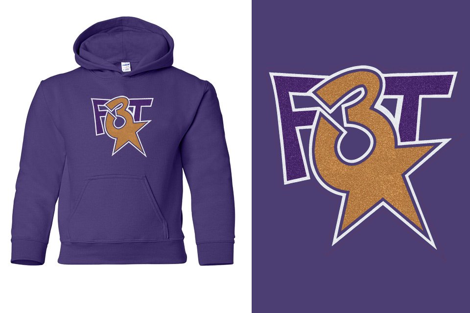 Florida Triple Threat F3T Logo Glitter Youth Unisex Pullover Hoodie