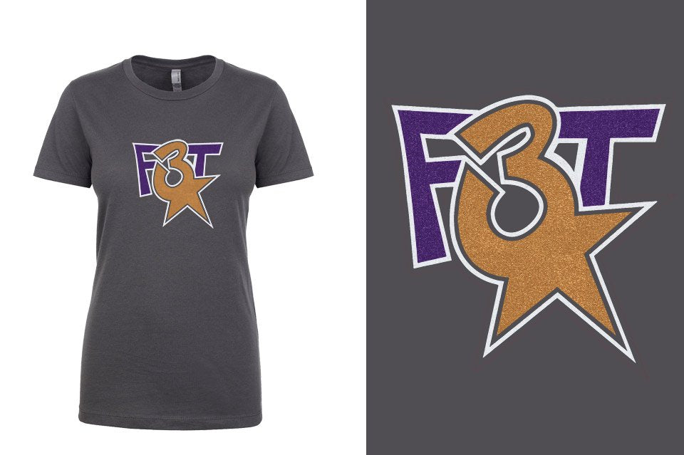 Florida Triple Threat F3T Logo Glitter Girls/Juniors Crew Neck T-Shirt