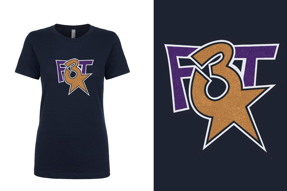 Florida Triple Threat F3T Logo Glitter Girls/Juniors Crew Neck T-Shirt
