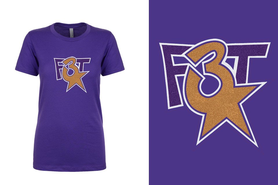 Florida Triple Threat F3T Logo Glitter Girls/Juniors Crew Neck T-Shirt