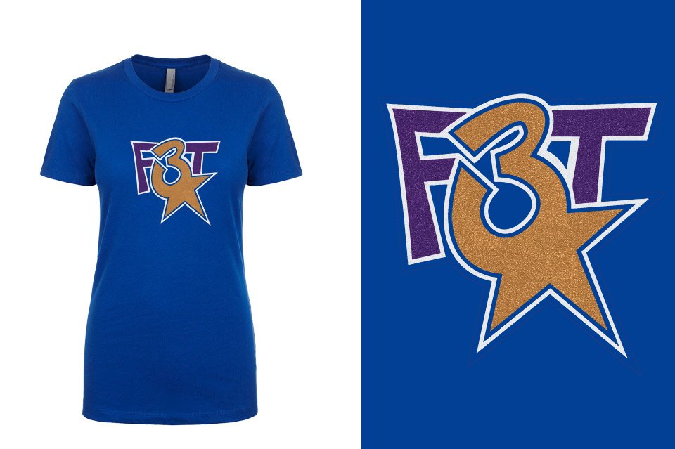 Florida Triple Threat F3T Logo Glitter Girls/Juniors Crew Neck T-Shirt