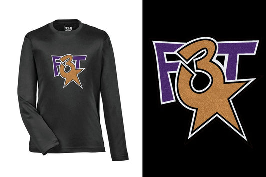 Florida Triple Threat F3T Logo Glitter Youth Performance Long Sleeve T-Shirt