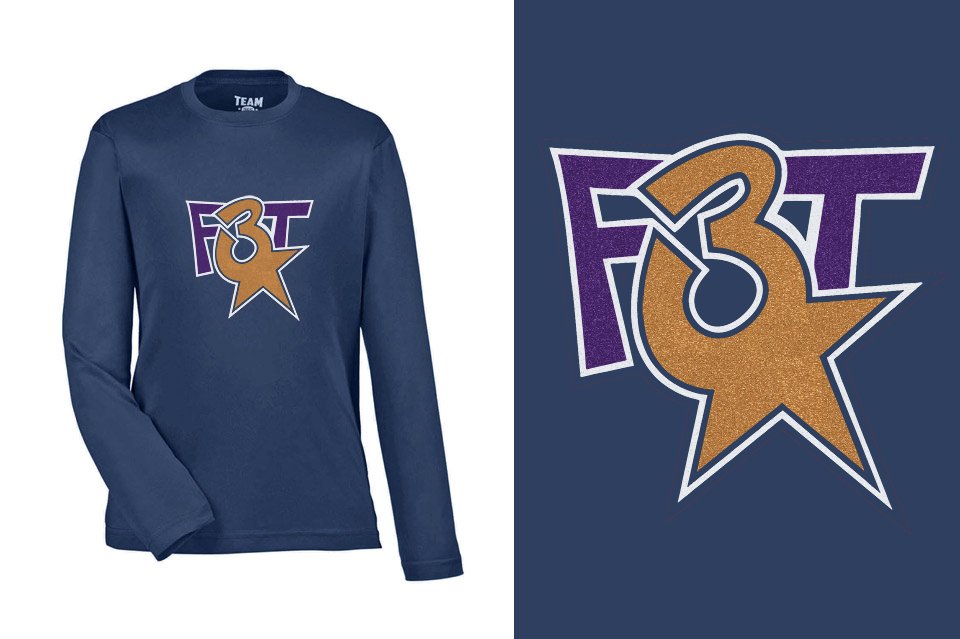 Florida Triple Threat F3T Logo Glitter Youth Performance Long Sleeve T-Shirt