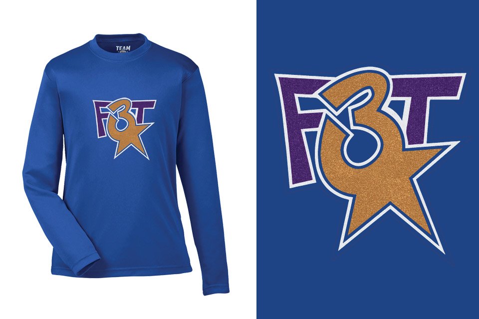 Florida Triple Threat F3T Logo Glitter Youth Performance Long Sleeve T-Shirt