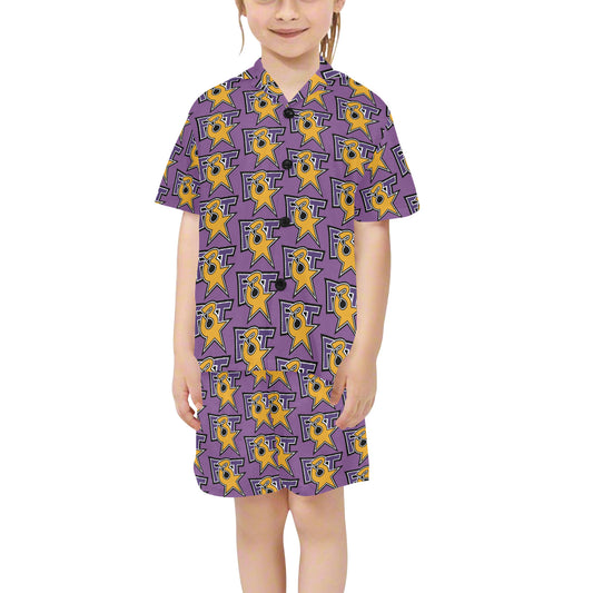 Little Girls' V-Neck Short Pajama Set