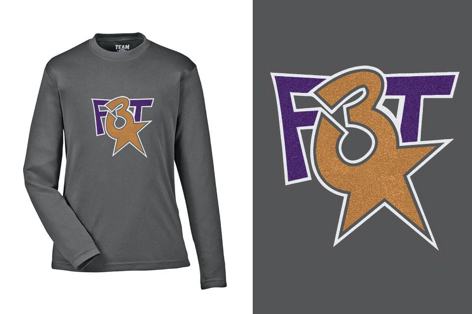 Florida Triple Threat F3T Logo Glitter Youth Performance Long Sleeve T-Shirt